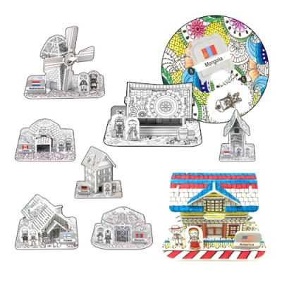 [스콜라스] 컬러링 세계의 전통가옥과 의상 8종