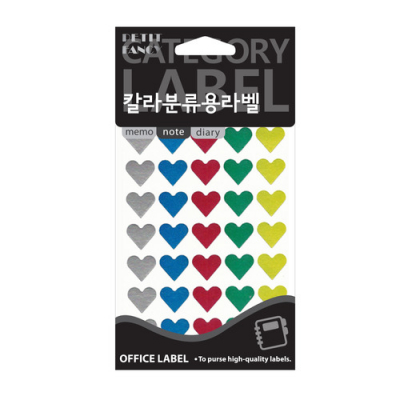 [쁘띠팬시] 하트 스티커 유광 (색상혼합, 3종택1)