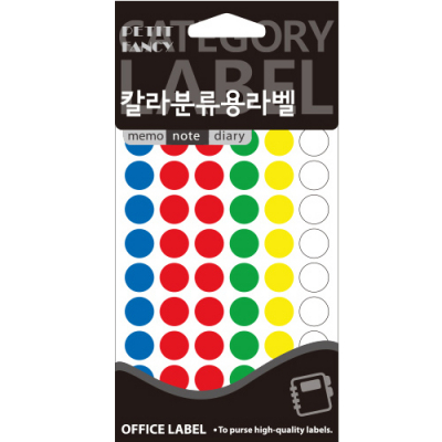 [쁘띠팬시] 원형 스티커 유광 (색상혼합, 12장, 3종택1)