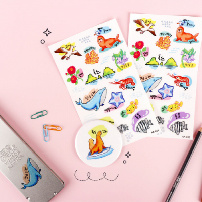 [유니아트] 아름다운 독도와 해양생물 투명 스티커 (2매) AA038