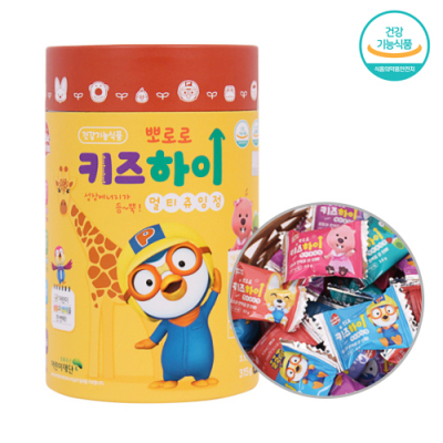 [소원별] 초등간식 뽀로로 키즈하이 성장에너지 비타민 캔디 초코맛 (약90개, 315g)