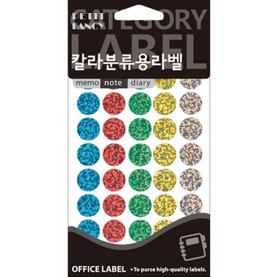 [쁘띠팬시] 원형 스티커 홀로그램 (색상혼합, 7매, 4종택1)