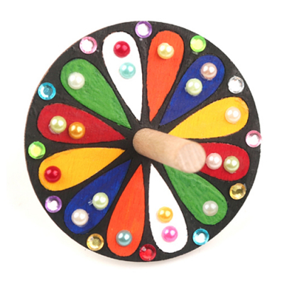 [유니아트] 전통놀이 전통문양 진주 나무팽이 꾸미기 (지름7cm)