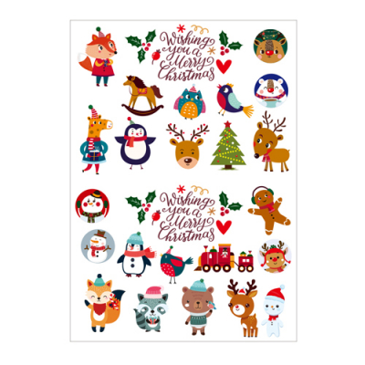 [파티클럽] 크리스마스 판박이 스티커 애니멀 (12X17cm)