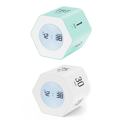 [무아스] 멀티육각 시계&타이머 (6.2X7X6cm, 2컬러 택1)