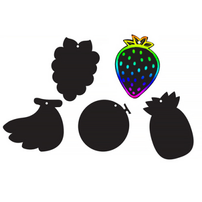 [유니아트] 모양스크래치종이 과일 5종세트 (각1장씩+ 나무연필1개)