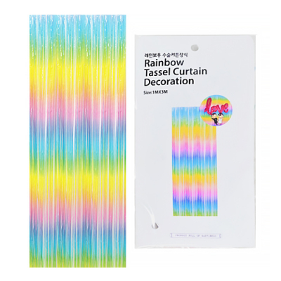 [파티클럽] 레인보우 수술커튼 장식 (1개, 1X3M)