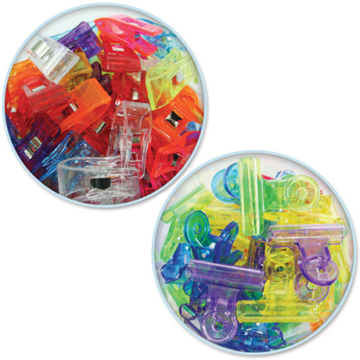 [유니아트] 플라스틱 집게 (소/대, 색상혼합, 2종택1) 1통