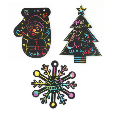 [유니아트] 모양 스크래치 크리스마스 (10장, 장갑/트리/눈꽃 4종 택1)