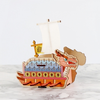 [유니아트] 우드 저금통 만들기 이순신의 거북선 (15X15.5X5.8cm)