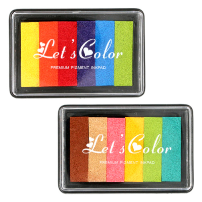 [쁘띠팬시] 스탬프 잉크패드 6색혼합 (8.5X5.5cm, 레인보우/파스텔 2종 택1)