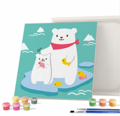 [소원별] 아이러브 유화그리기 멸종위기동물 북극곰 친구 (20X20cm)