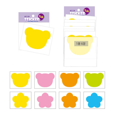 [유니아트] 시트지 이름표 스티커 (6장, 12X11cm, 곰/꽃 2종 택1)