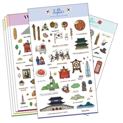 [쁘띠팬시] 세계여행 스티커 (8종 택1)