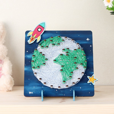 [유니아트] 나무로 꾸미는 스트링아트 액자_지구 사랑 (15X16.5cm)