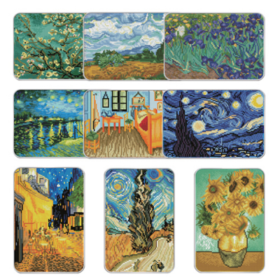 [꼬메빔보] 데코비즈 보석십자수 액자만들기 세계명화 반고흐 (30X20cm, 9종택1)