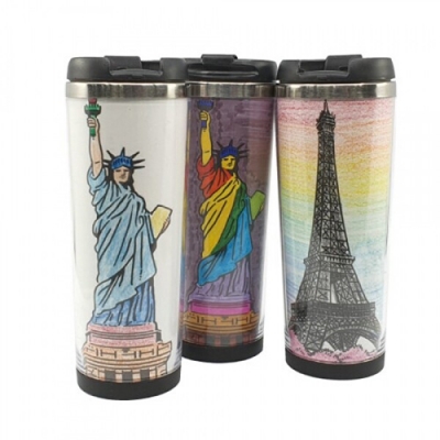 [꼬메빔보] DIY 세계여행 랜드마크 텀블러 만들기(400ml, 7X19.5cm)