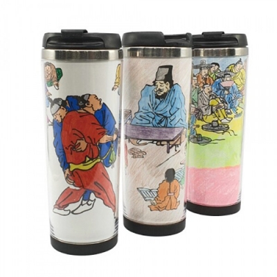 [꼬메빔보] 깨끗해지구 텀블러 꾸미기 한국 풍속화 김홍도 (1개, 400ml, 7X19.5cm)