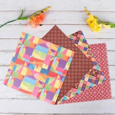 [유니아트] 한국 전통문양 양면 색종이 4색혼합 (25X25cm, 100매)