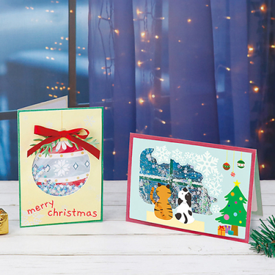 [유니아트] 쉐이커 크리스마스 카드 (19.5X13.5cm, 2종 택1)