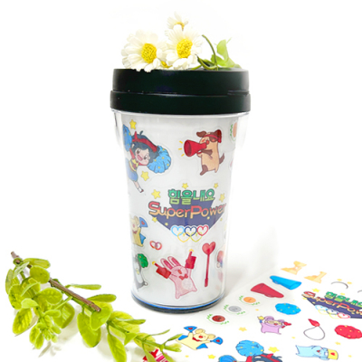 [소원별] 스티커 텀블러 꾸미기 엄마 아빠 힘내세요(240ml, 7X13cm)