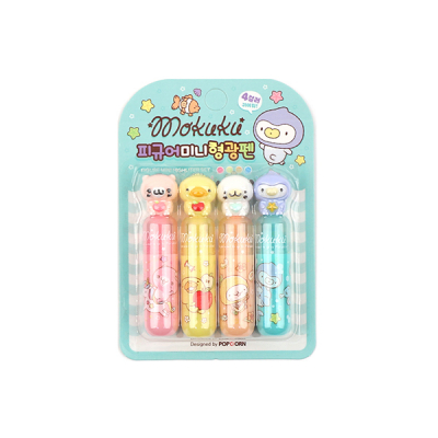 [토마토팬시] 모쿠쿠 피규어 미니형광펜 4색세트