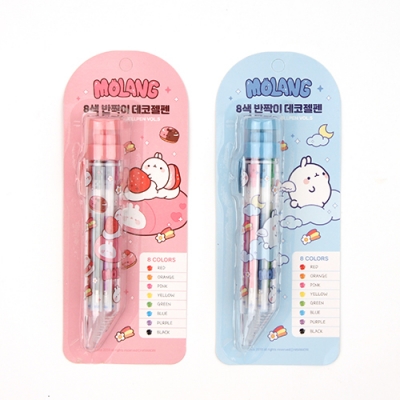[토마토팬시] 몰랑 8색 반짝이 데코 젤펜 (2종 1세트)