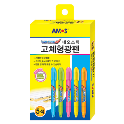 [아모스] 네오스틱 고체형광펜 5색