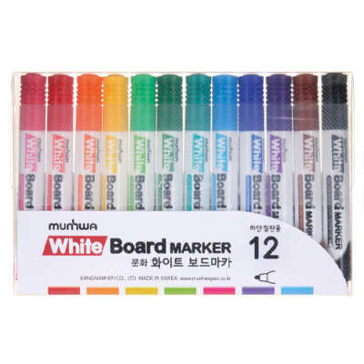 [문화연필] 화이트보드마카 12색세트(둥근닙)