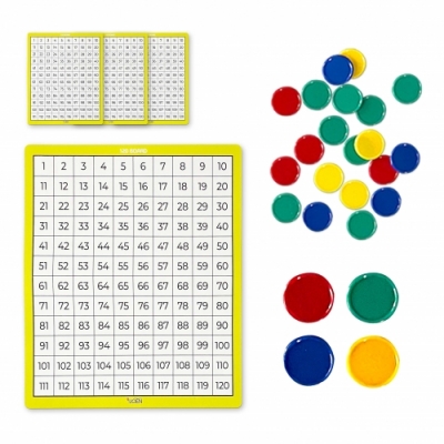 [조엔] 수배열판 4매+수세기칩200개 세트 - 120 수세기