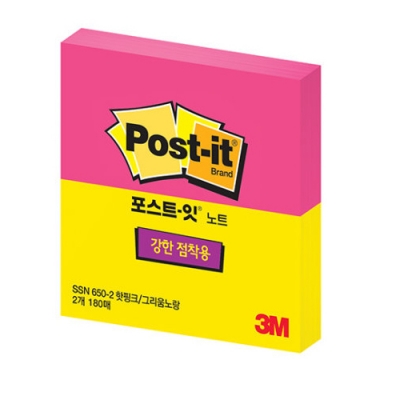 [3M] 포스트잇 강한접착용 SSN650 2색 180매