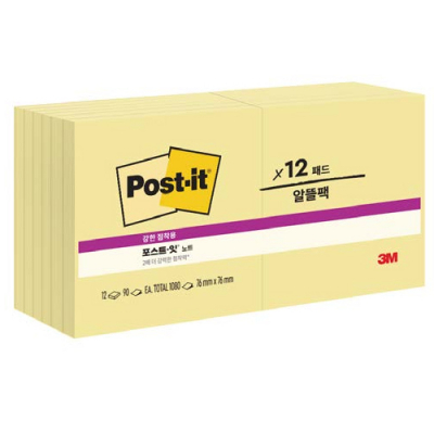 [3M] 포스트잇 강한점착용 알뜰팩 SSN 654-12 1080장