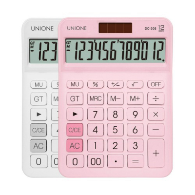[유니원] 칼라 대형 전자 계산기 DC-308 (핑크/화이트 택1)