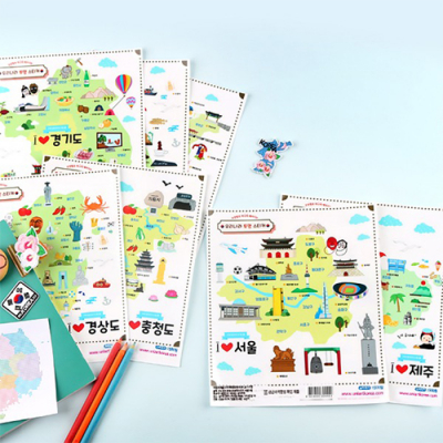 [유니아트] 교육용 우리나라 스티커 (12종 택1)