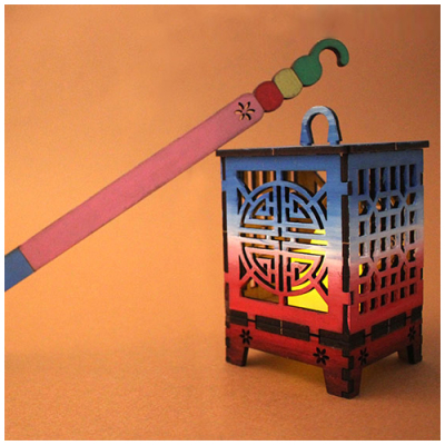 [아이디몬] 우드 DIY 청사초롱 무드등 (LED촛불포함)