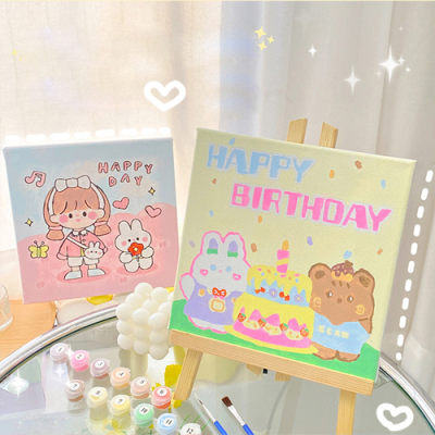 [호사] 캔버스 도안 유화 그림그리기세트 (물감,붓 포함, 4종 택1)