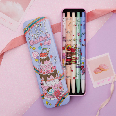 [모나미] 153볼펜 발렌타인 5색세트 (지함케이스,틴케이스,볼펜 5색)