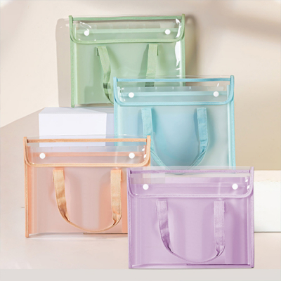 [델리] 파스텔 PVC 투명 6분류 인덱스 파일백 A4 (4색 택1)