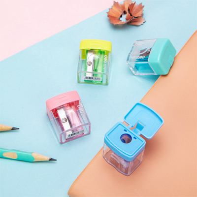 [델리] 코미코 투명 사각 미니 1홀 연필깎이 (4색 택1)