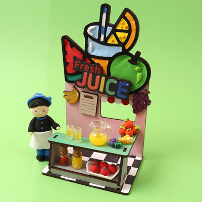 [아이디몬] 우드 DIY 과일주스가게 클레이세트 (클레이 5색 포함)