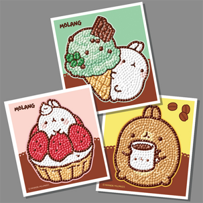 [토이앤퍼즐] 보석십자수 스티커형 달달한 몰랑이 3매