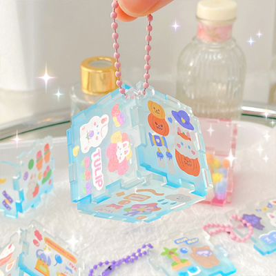 [아트필드] DIY 그라데이션 아크릴 큐브 키링 만들기 (스티커 포함)