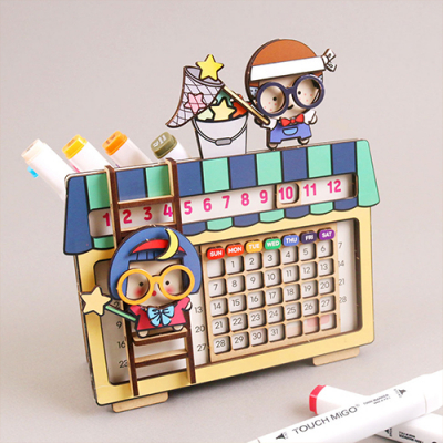 [아이디몬] 우드 DIY 만년달력 만들기 (스티커 포함)