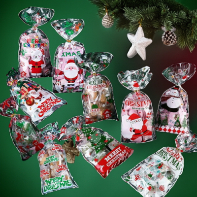 [만들기대장] 크리스마스 비접착 OPP봉투1장+빵끈1개  (10종 랜덤발송)