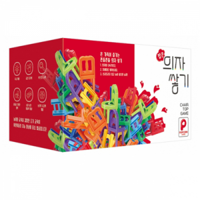 [팝콘게임즈] 팝콘 의자쌓기 84pcs  , (1인~8인, 균형잡기 파티 게임)