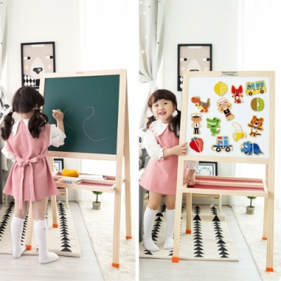 [자석나라] 접이식 양면이젤보드 (화이트자석보드+칠판자석보드)