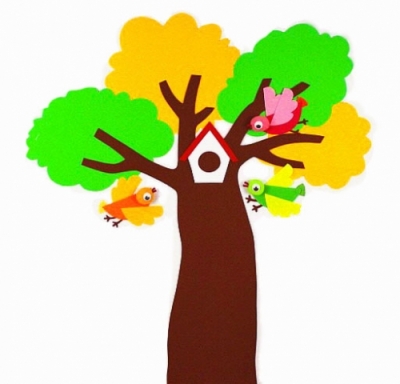 [지니스쿨] 펠트 넓은잎  봄, 가을 나무세트 310 - 새, 잠자리