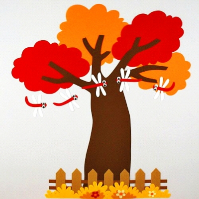 [지니스쿨] 펠트 넓은잎 가을 나무세트 230 - 울타리(갈색/흰색(택1))