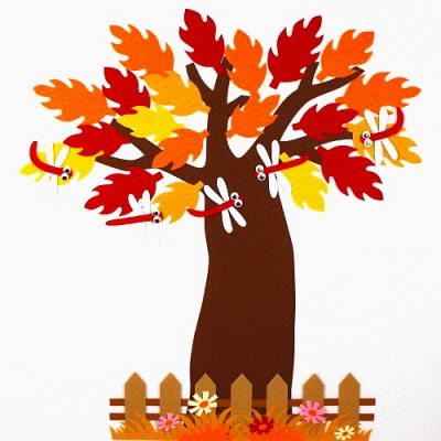 [지니스쿨] 펠트 가을 나무세트 250 - 코스모스 울타리(갈색/흰색(택1))