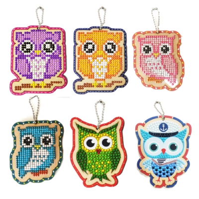 [피오피스토리] 보석십자수 가방걸이-부엉이 (6종 택1)